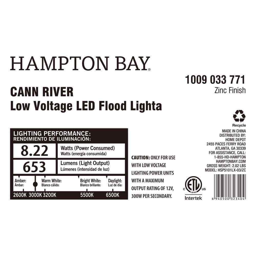 Hampton Bay Cann River Silver Low Voltage Hardwired Landscape Flood Light