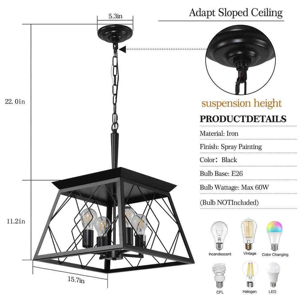 Sunpez 4-Light Black Coastal Chandelier Light Antique Ceiling Light