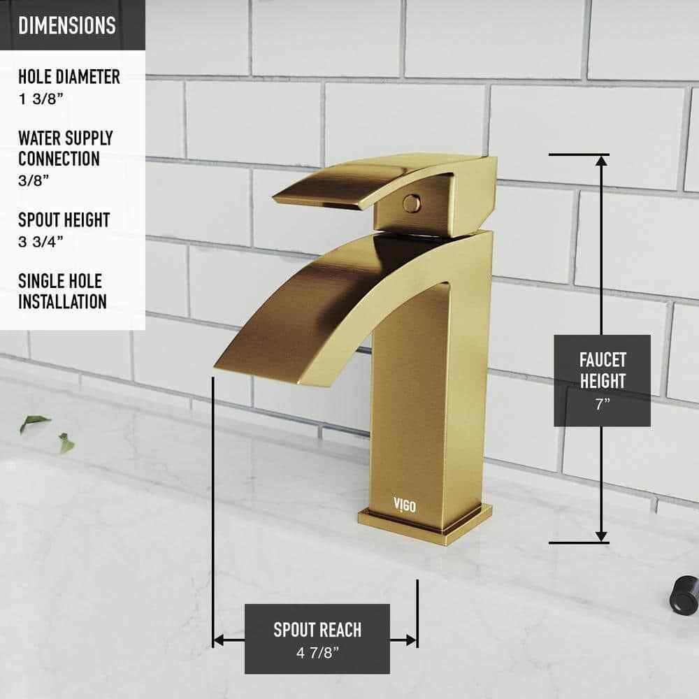 VIGO Satro Single Handle Single-Hole Bathroom Faucet in Matte Brushed Gold