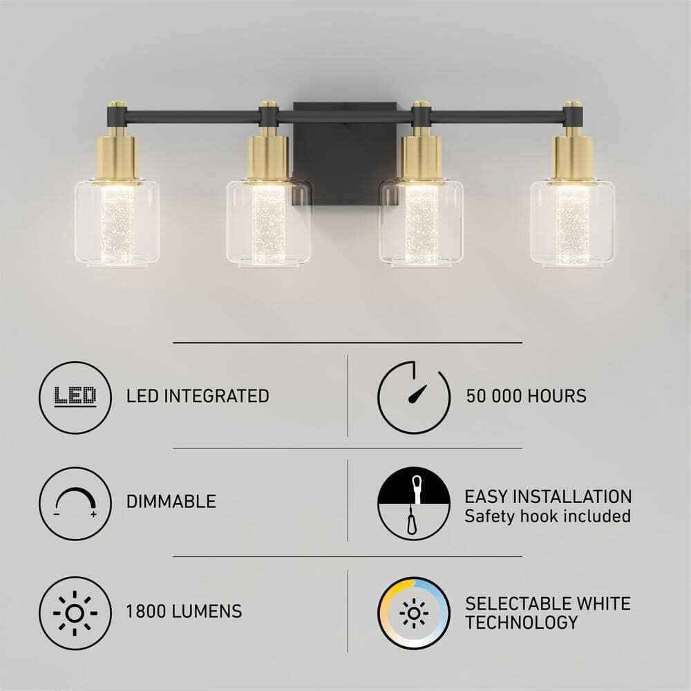 Artika Champagne Globe 26 in. LED 5 Vanity Light Bar for Bathroom Bubble Glass