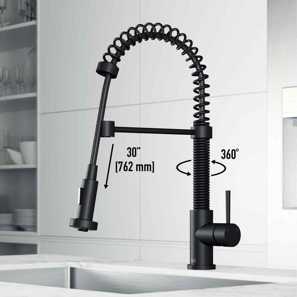 VIGO Edison Single Handle Pull-Down Sprayer Kitchen Faucet in Matte Black