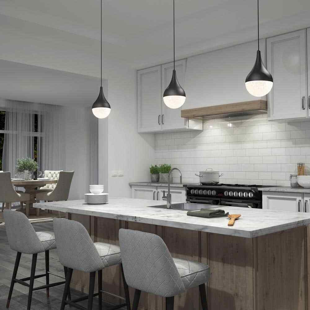 Artika Glitzer 6.5-Watt LED 1-Light Black Modern Hanging Pendant Light