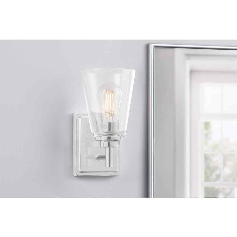 Hampton Bay Wakefield 5.25 in. 1-Light Chrome Modern Wall Mount Sconce Light