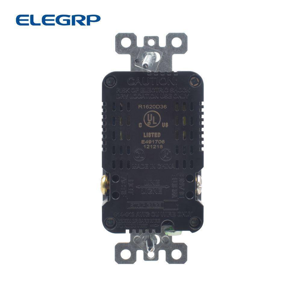 ELEGRP 3.6 Amp USB Dual Type A In-Wall Charger w/ 20 Amp Duplex Ivory 2-Pack