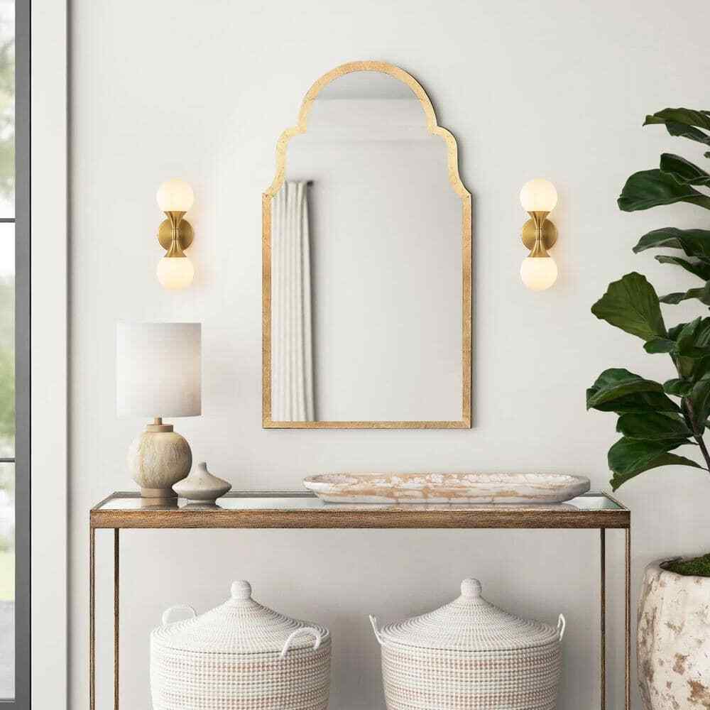 RRTYO North Gold Bubble Modern Up and Down Wall Sconce w/ Opal Glass Globe Shade