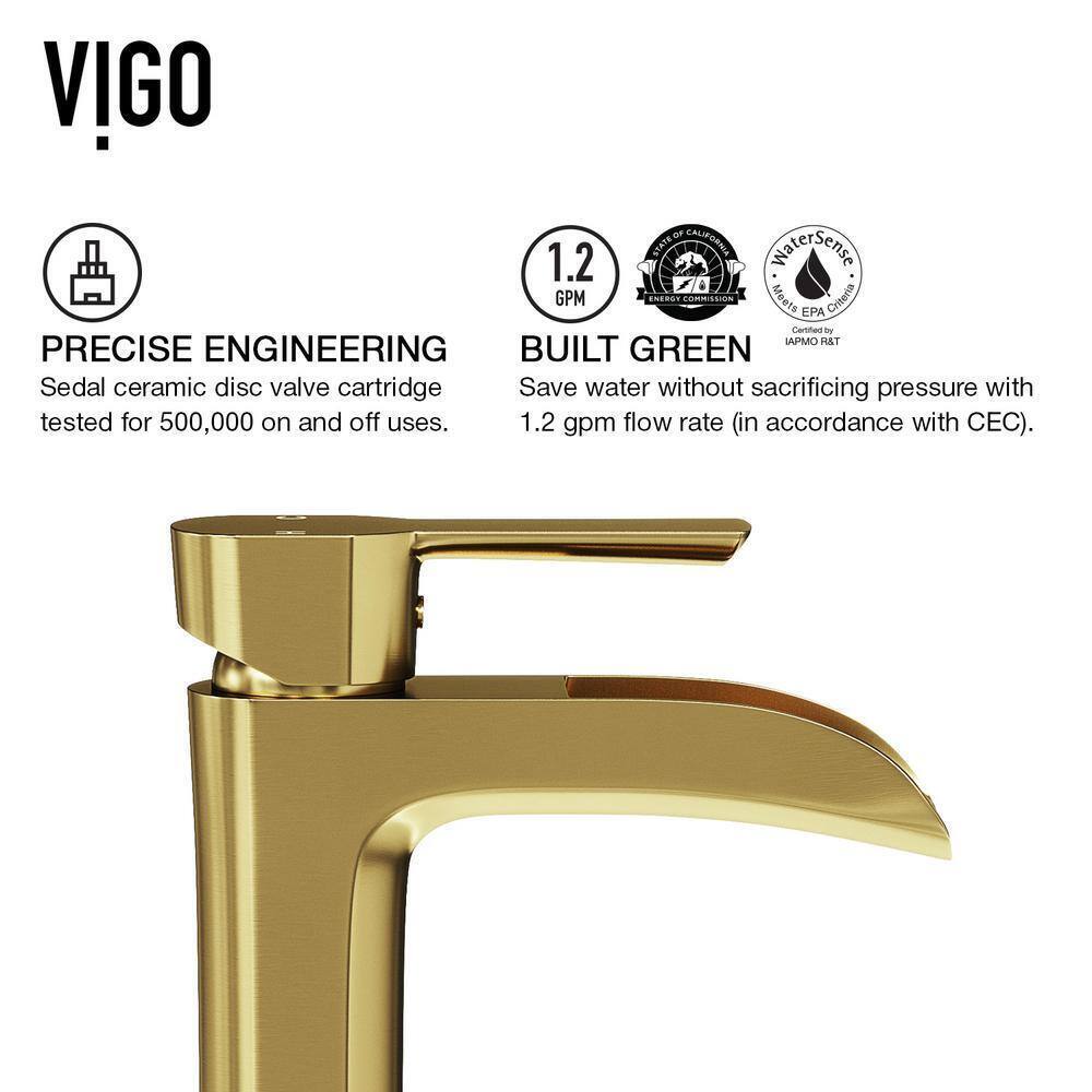 VIGO Paloma Single Handle Single-Hole Bathroom Faucet in Matte Brushed Gold