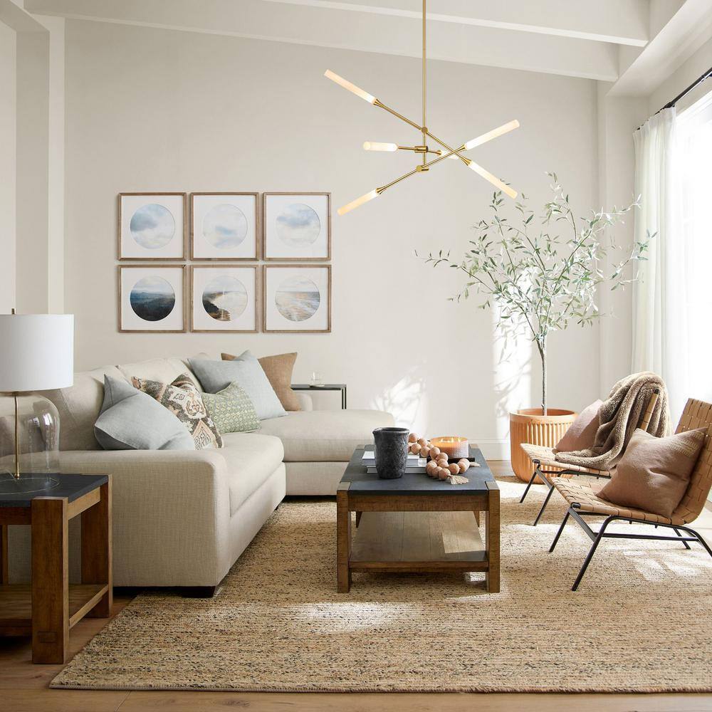 RRTYO Sumler 6-Light Integrated LED Gold Linear Sputnik Chandelier 8101000004863