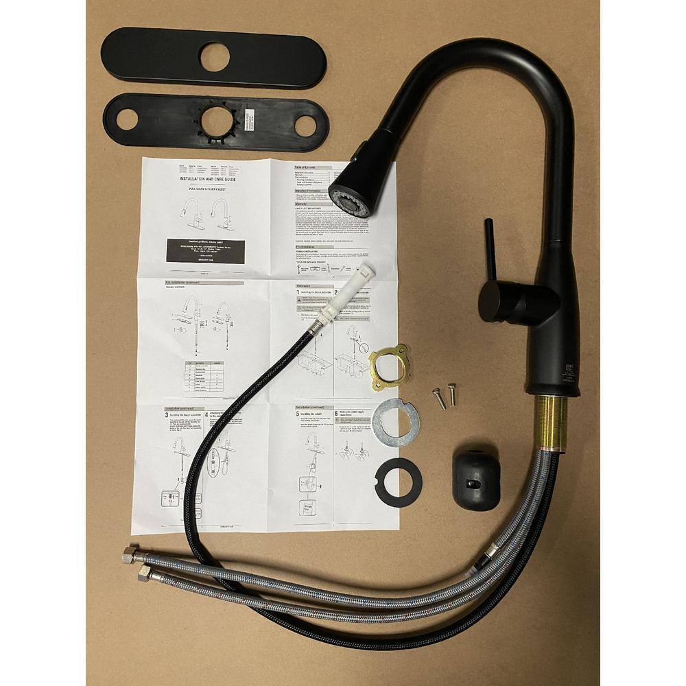 Cartway Single-Handle Pull-Down Sprayer Kitchen Faucet in Matte Black D001O