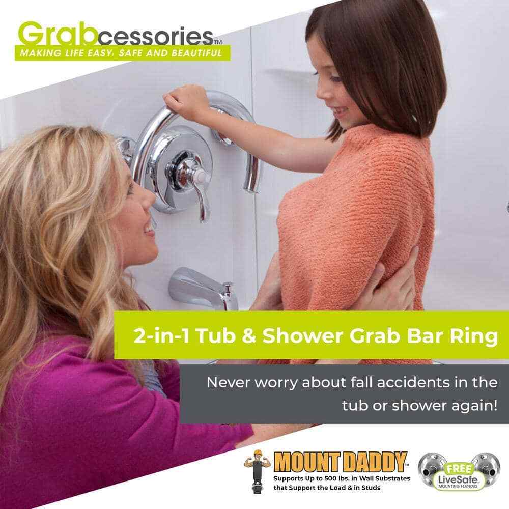 Grabcessories 2-in-1 13.25 in. x 1.25 in. Shower and Tub Grab Ring w/ Grips
