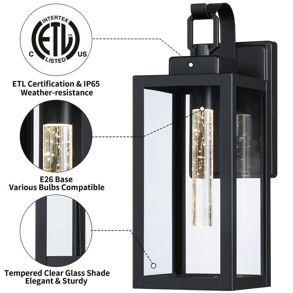 Pia Ricco 1-Light Black Wall Outdoor 7-Watt LED Outdoor Wall Light E26 Base