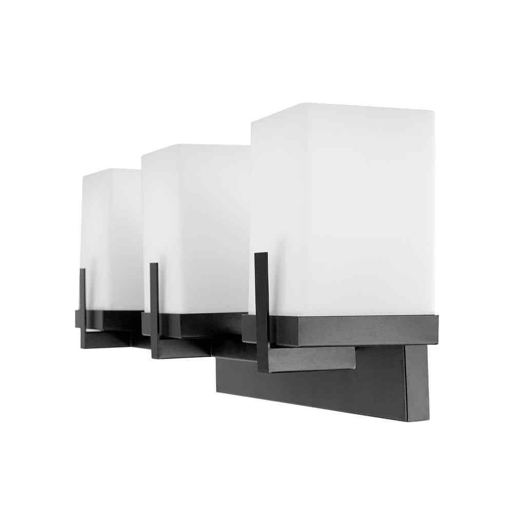 Globe Electric Helena 3-Light Dark Bronze Vanity Light w/ Frosted Glass Shades