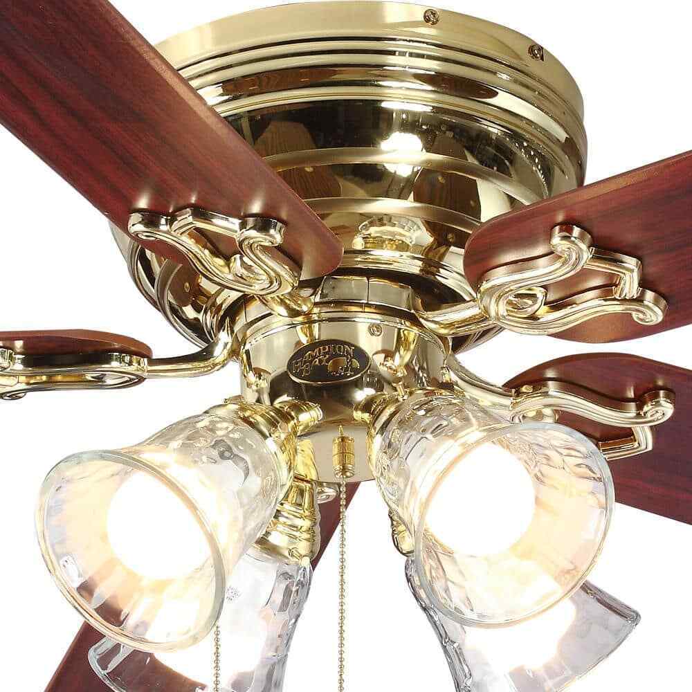 Hampton Bay Carriage House 52 in. LED Indoor Polished Brass Ceiling Fan