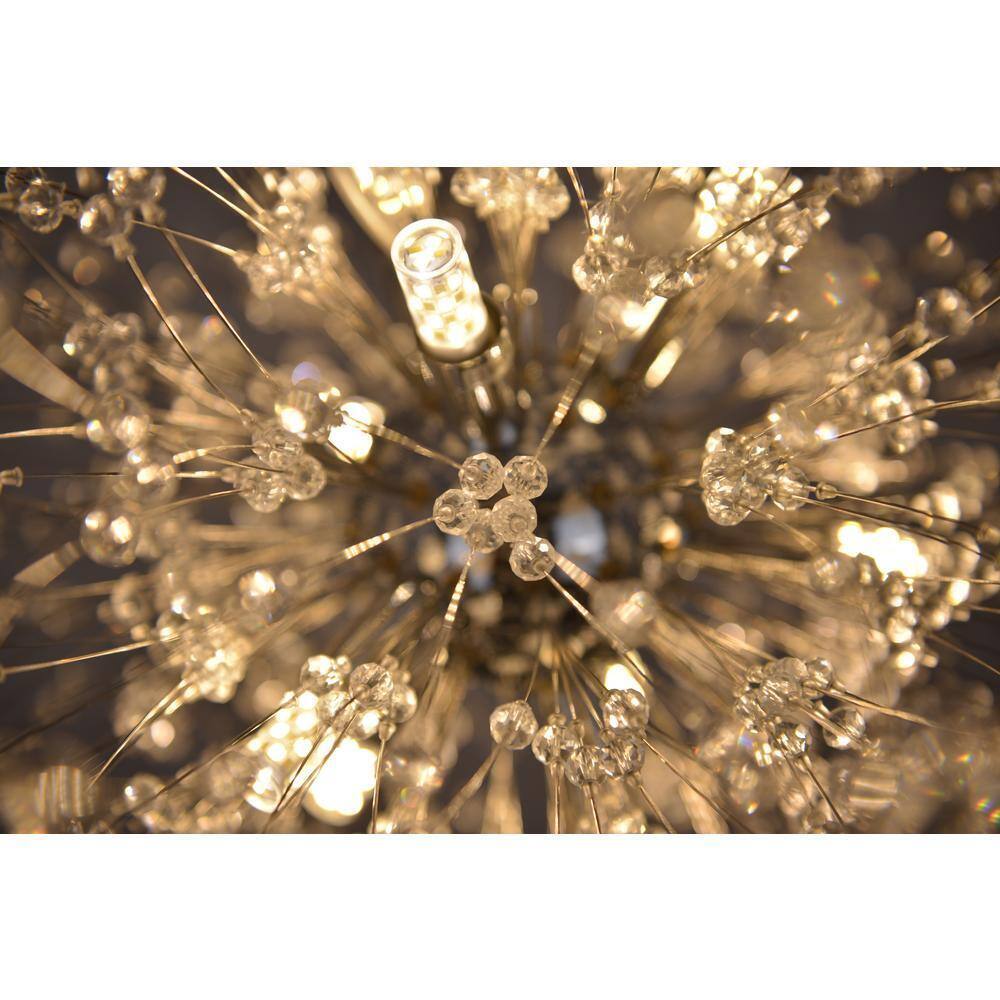 SILJOY 20 in. 9-Light Chrome Crystal Chandelier Ceiling Pendant Starburst