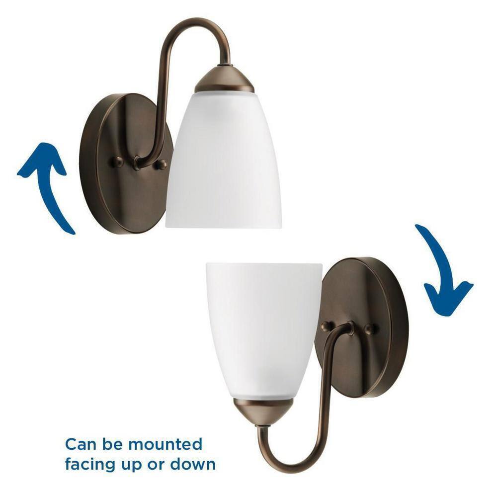 Progress Lighting Gather Collection 1-Light Brushed Nickel Glass Vanity Light
