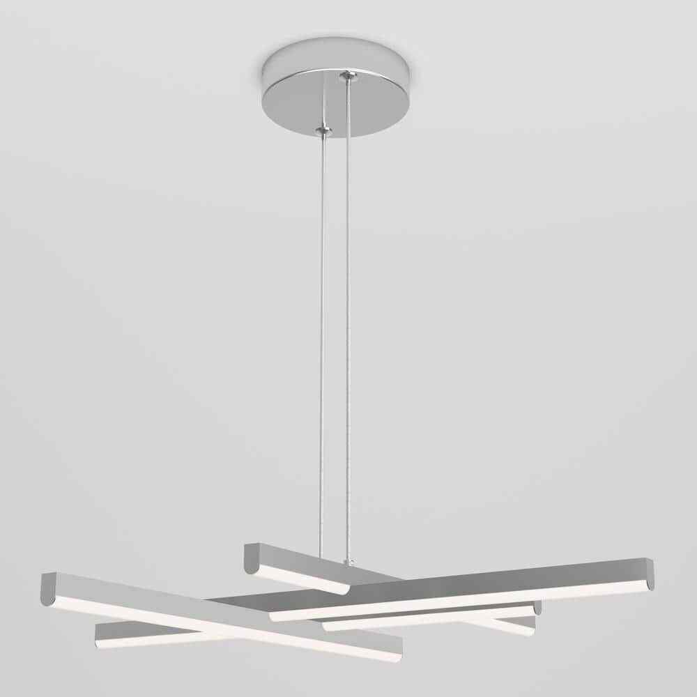 Artika Grid 30-Watt 1 Light Chrome Modern 3 CCT Integrated LED Pendant Fixture