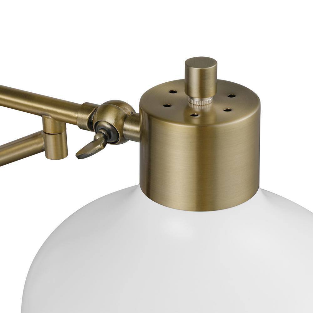 Globe Electric Campbell White and Brass Swing Arm Wall Sconce