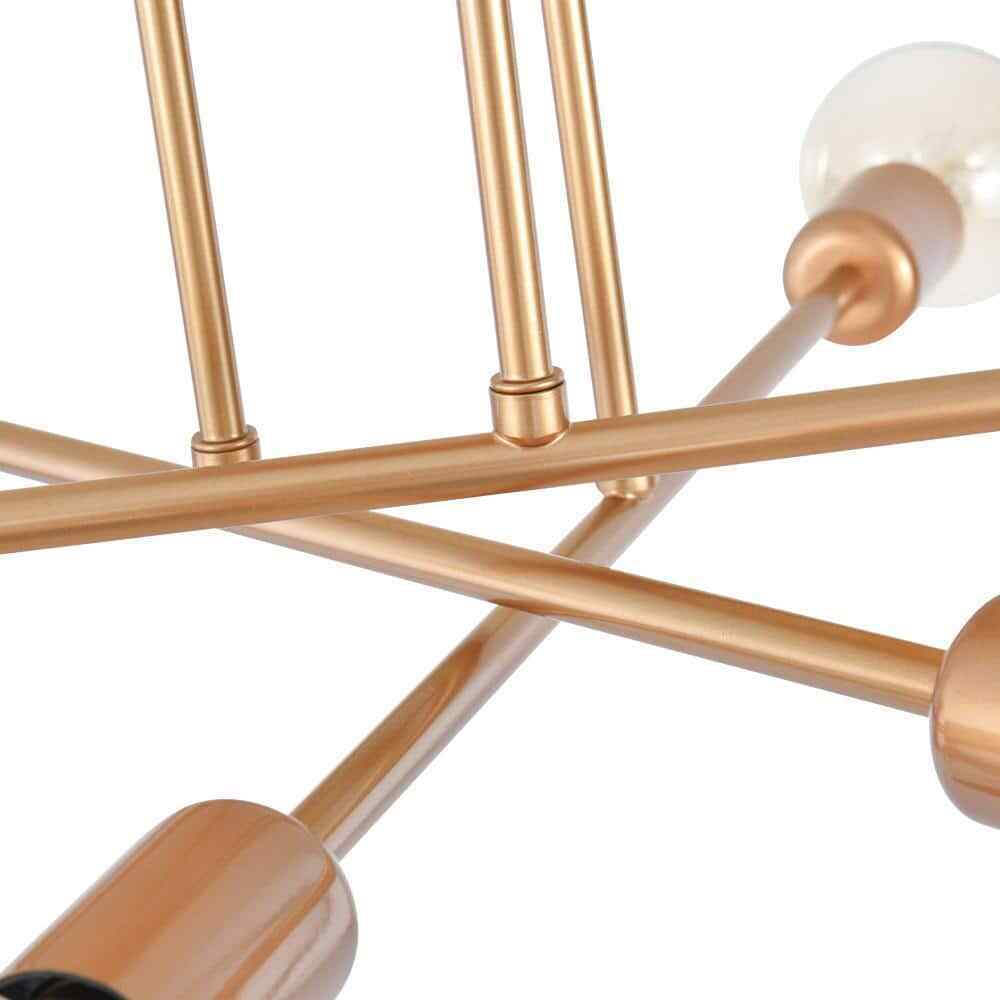 RRTYO Elektra 23.62 in. 6-Light Champagne Gold Semi-Flush Mount