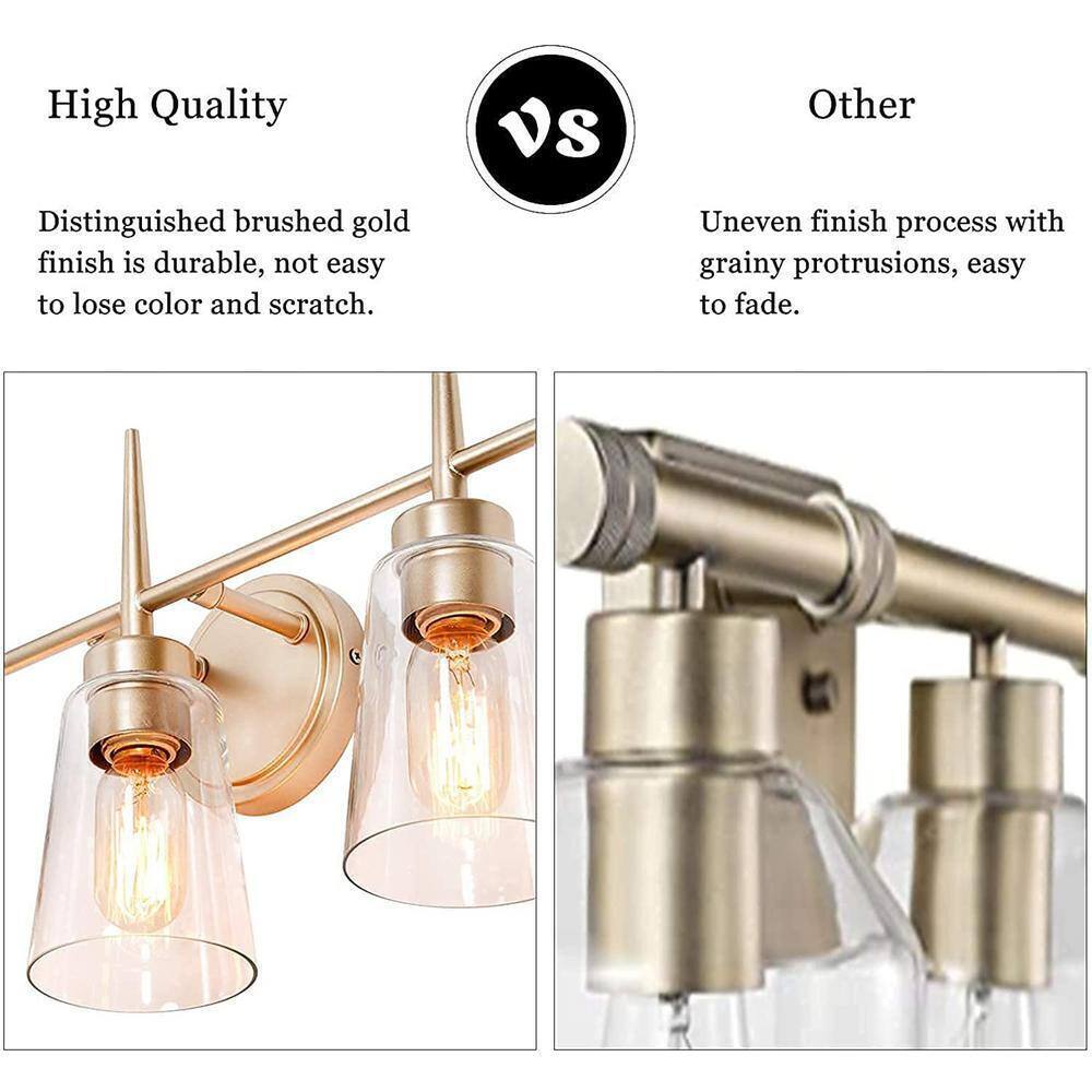Uolfin Gold Bathroom Vanity Light Dule 3-Light Modern Bell Brass Light Bar