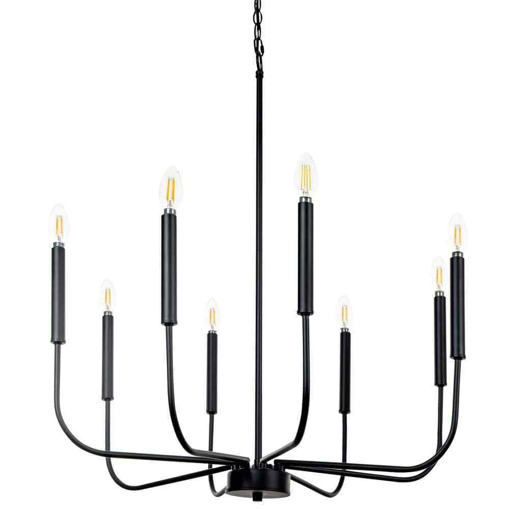 BELLADONNA Louis 8-Light Black Candlestick Chandelier