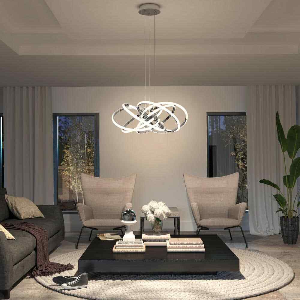 Artika Maelstrom 25-Watt Chrome Modern 5 CCT Integrated LED Pendant Light