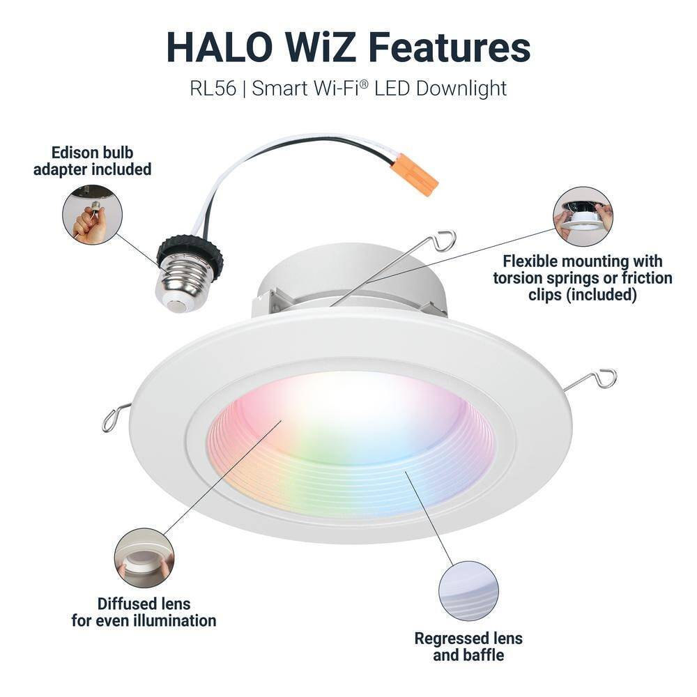 HALO Color 65W Equivalent 5/6 in. LED Dimmable Smart Wi-Fi Remodel Downlight