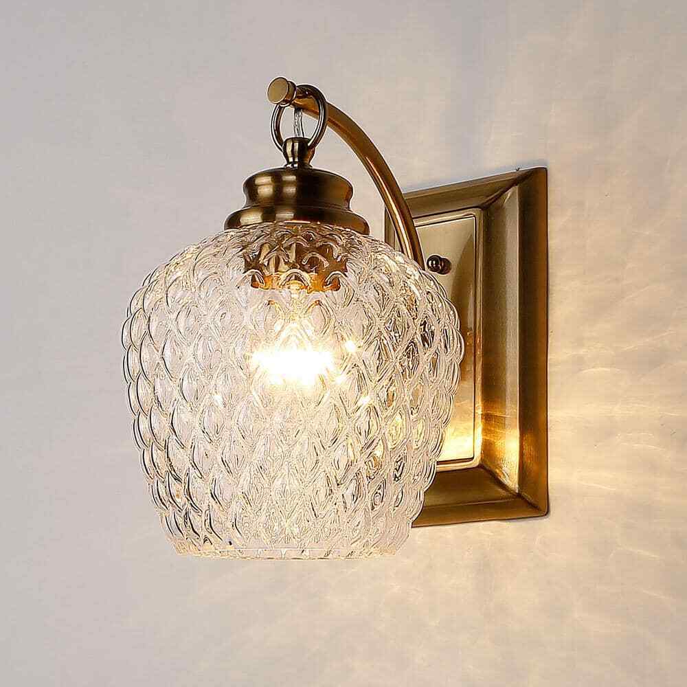 Golden Lighting Adeline Modern Brushed Gold Wall Sconce w/ Clear Glass Shade