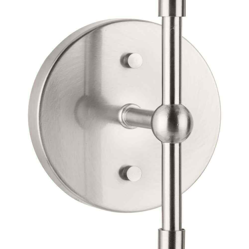 Progress Lighting Atwell 6" 2Light Brushed Nickel Mid-Century Modern Wall Sconce