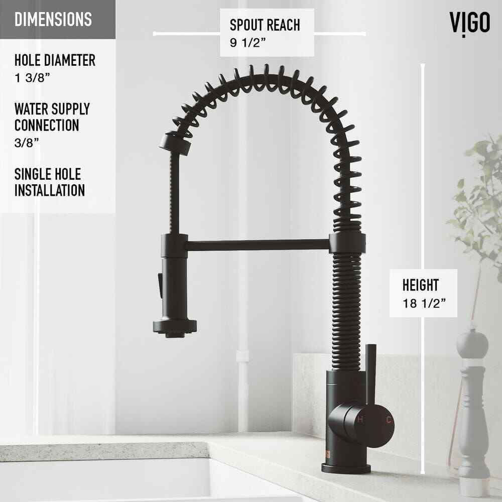 VIGO Edison Single Handle Pull-Down Sprayer Kitchen Faucet Set in Matte Black