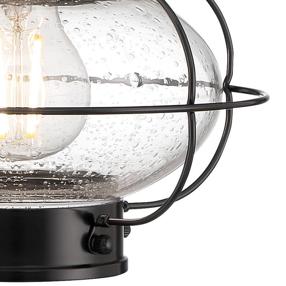 NORWELL Small Cottage Onion 1-Light Black Outdoor Wall Sconce with Seedy Glass