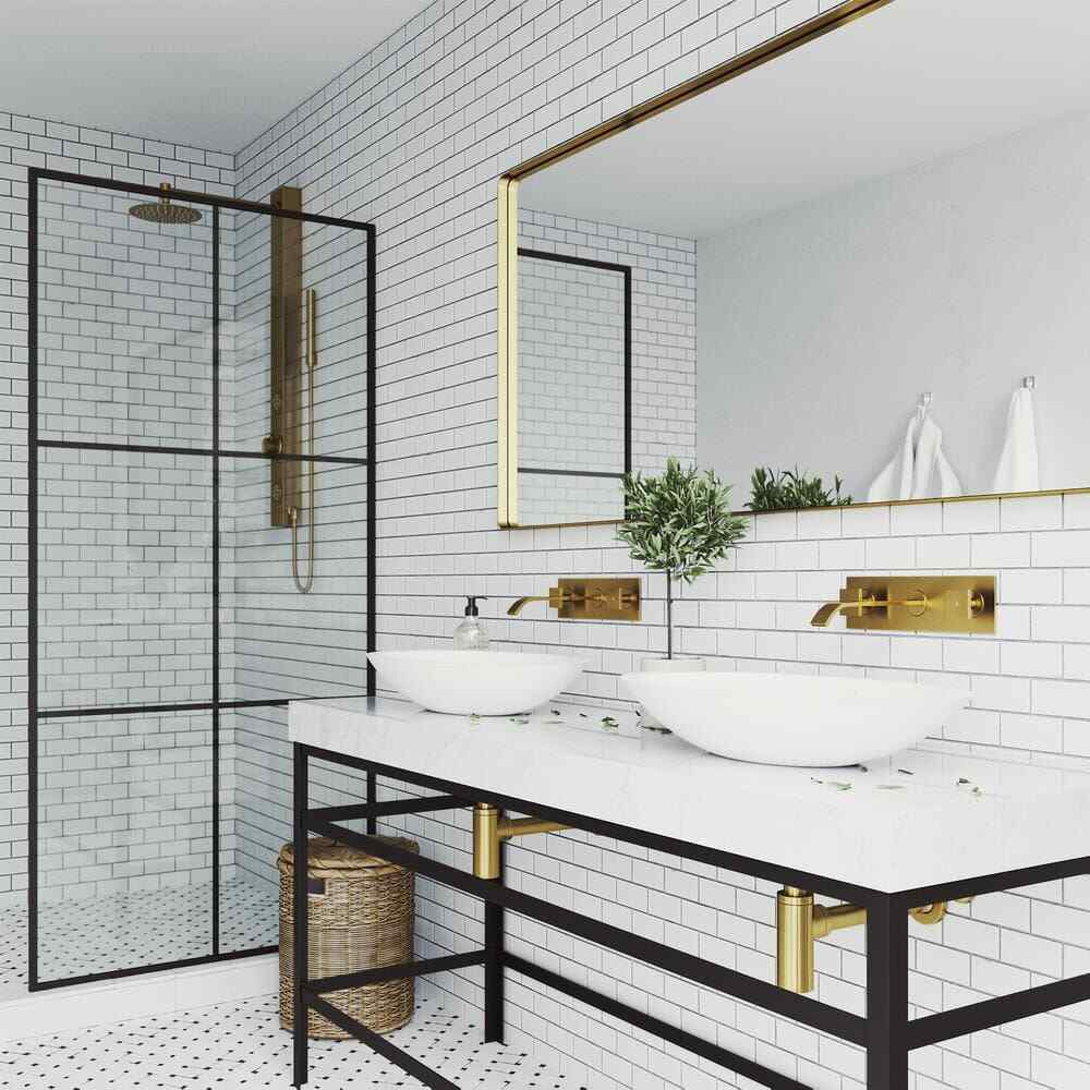 VIGO Titus Single-Hole Wall Mount Bathroom Faucet in Matte Brushed Gold
