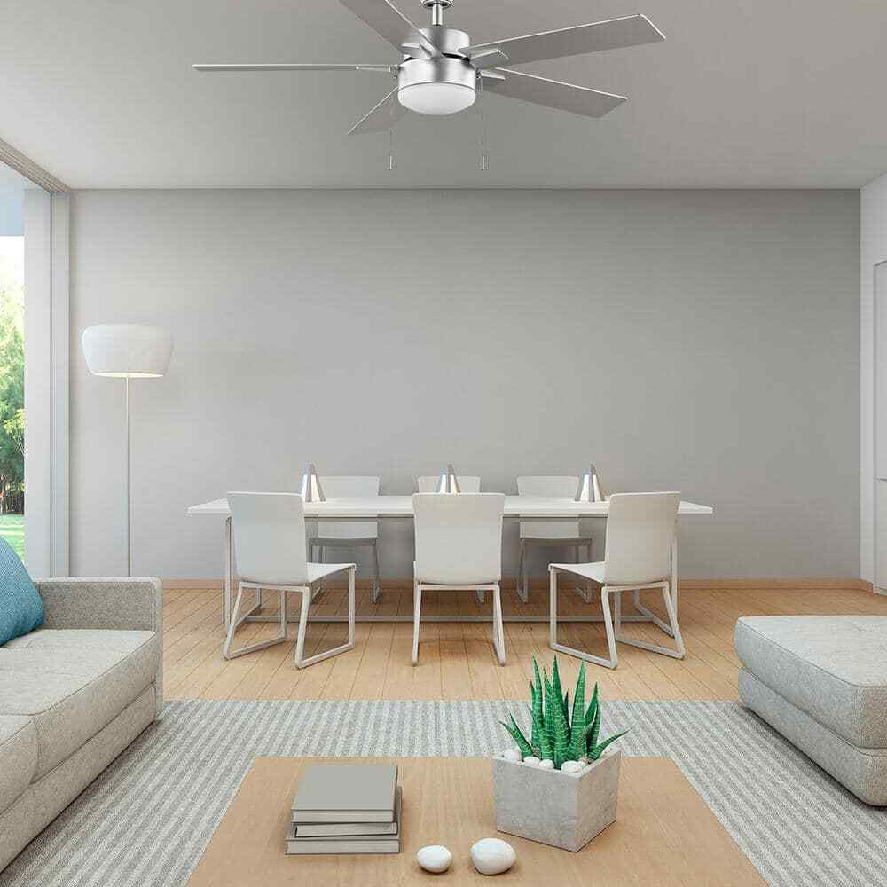 Hampton Bay 52 in. Corwin Indoor/Outdoor Silver LED Ceiling Fan with Light Kit