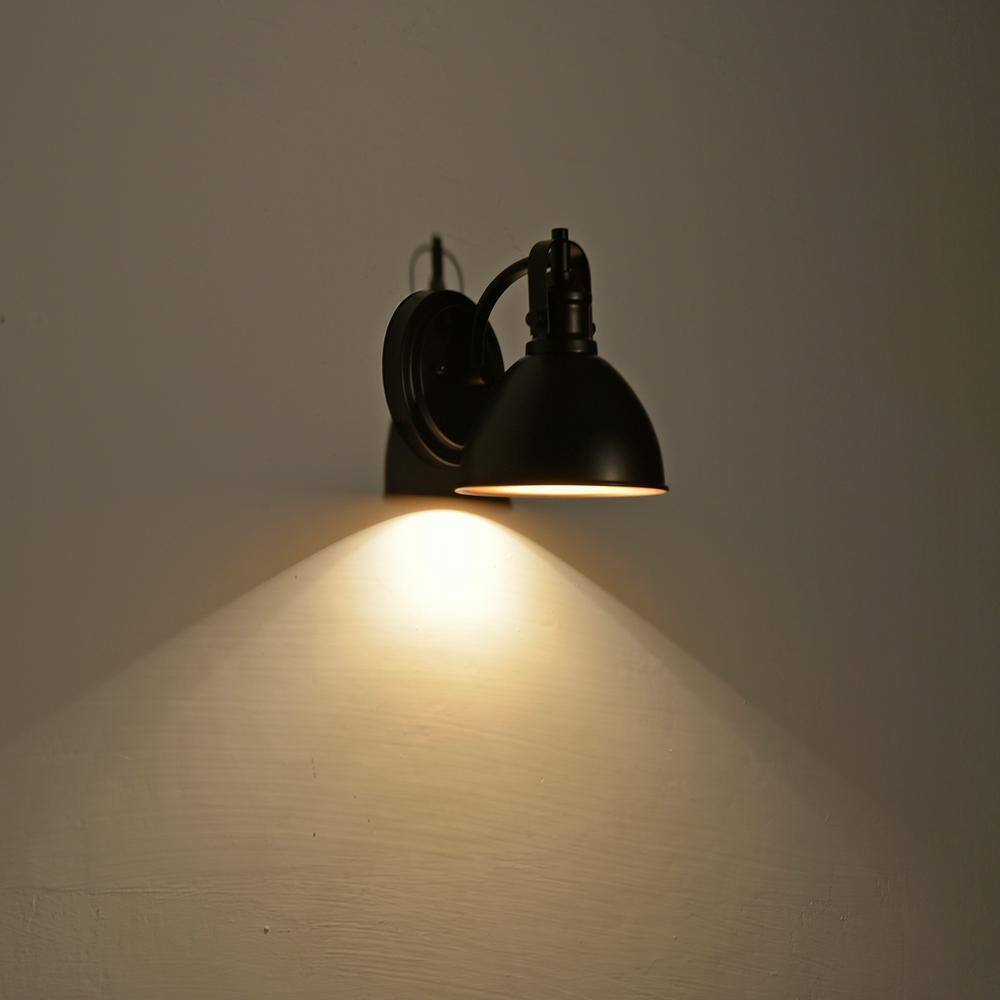 Jushua 1-Light Oil Rubbed Bronze Industrial Wall Light Sconce with Metal Shade