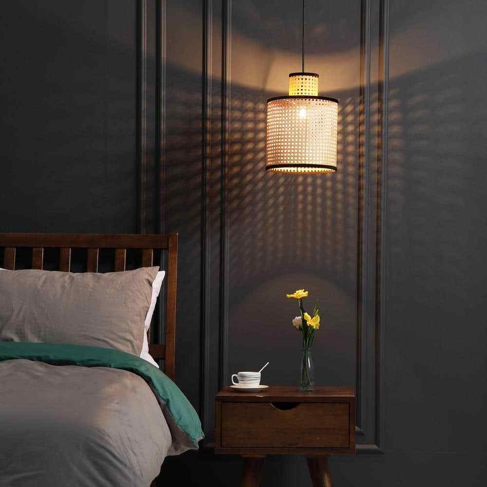 Vidalite Modern Bohemian 1-Light 2 Tier Mini Pendant Light PVC Rattan Shade