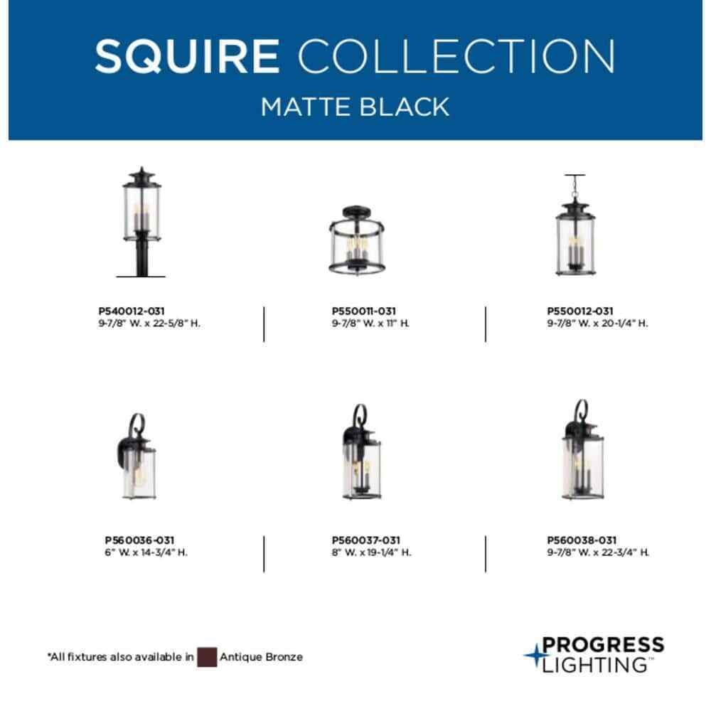 Progress Lighting Squire Collection 1-Light Black Outdoor Small Wall Lantern