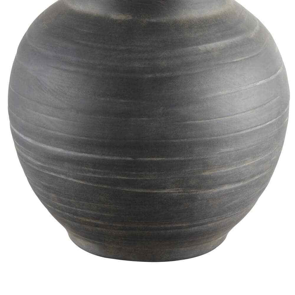 Hampton Bay Hookston Black 18 in. Ceramic Table Lamp with White Fabric Shade