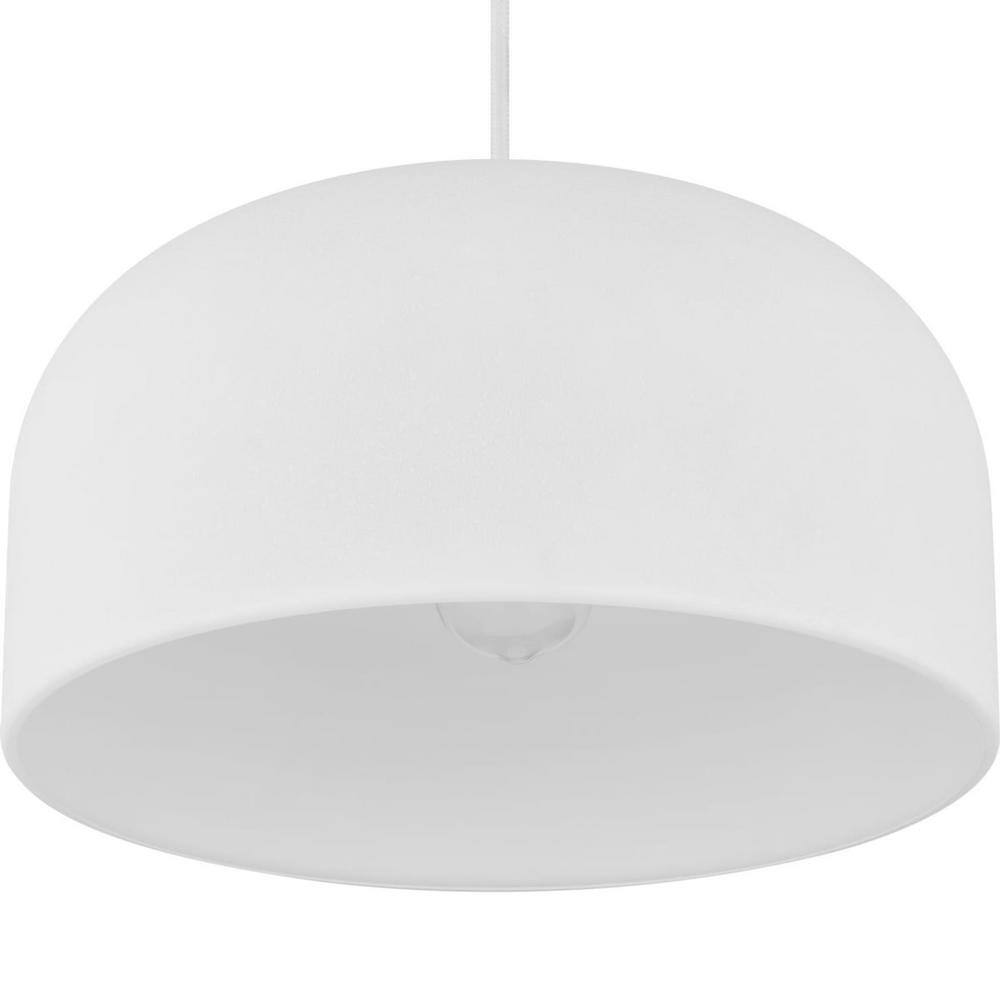 Progress Lighting Arriccio 14 in. White Plaster Round Shaded Pendant Light