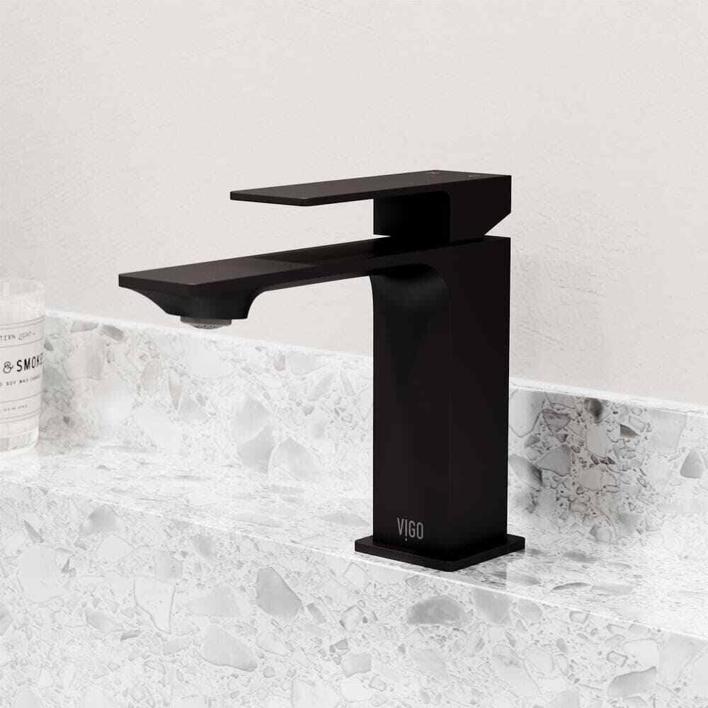 VIGO Dunn Single Handle Single-Hole Bathroom Faucet in Matte Black VG01054MB