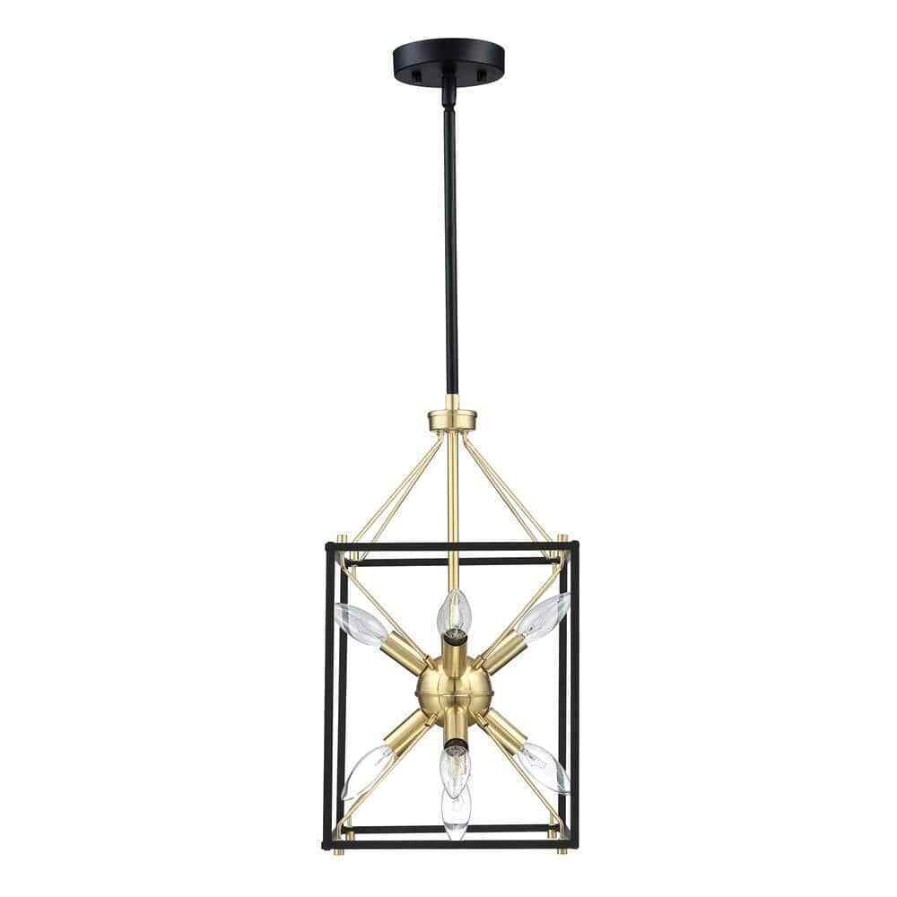 Hukoro Alfa 9-Light 12.2 in. Modern Rectangle Lantern Pendant Light