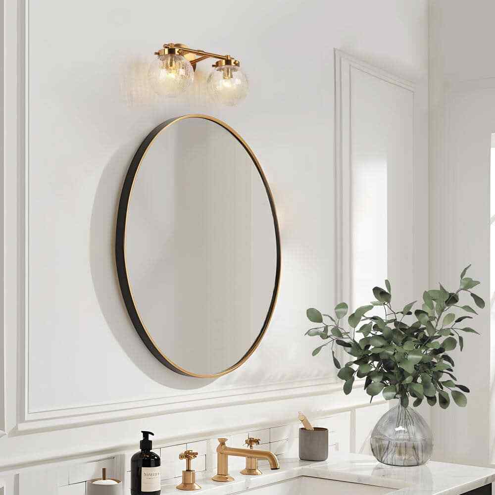 LNC Modern 14 in. 2-Light Plated Brass Bathroom Vanity Light LBNFJQ235W238C