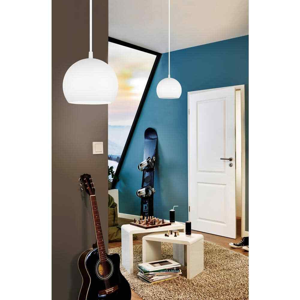 Eglo Petto 6 in. W x 59 in. H 1-Light White Mini Pendant Light with Metal Shade
