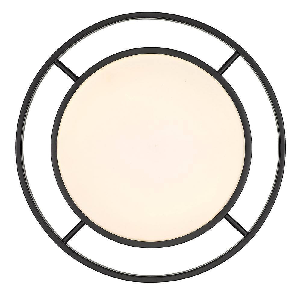 Golden Lighting Astra 16.5 in. 1-Light Matte Black Opal Glass LED Flush Mount