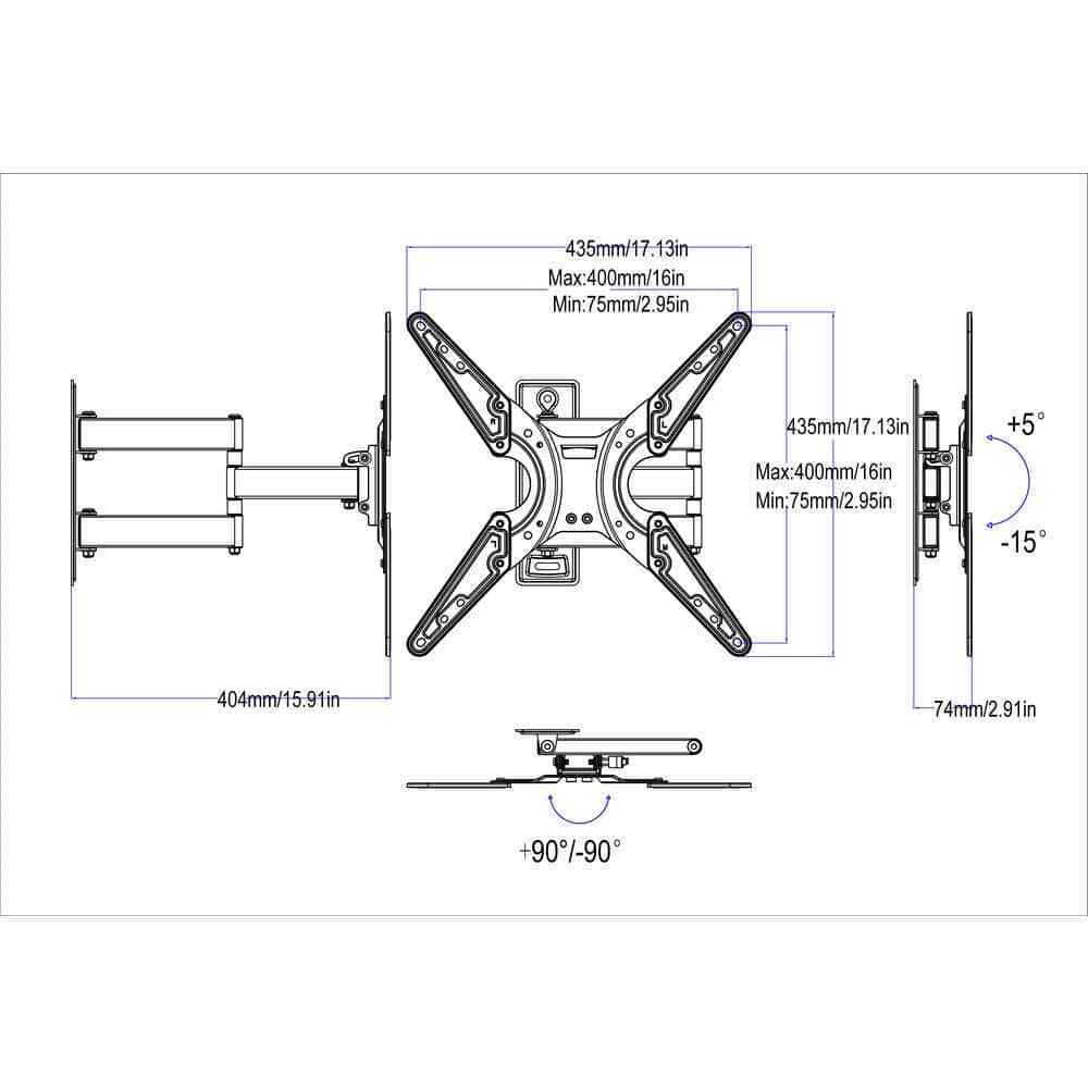 Commercial Electric Full Motion TV Wall Mount for 20 in. - 56 in. TVs XD2473