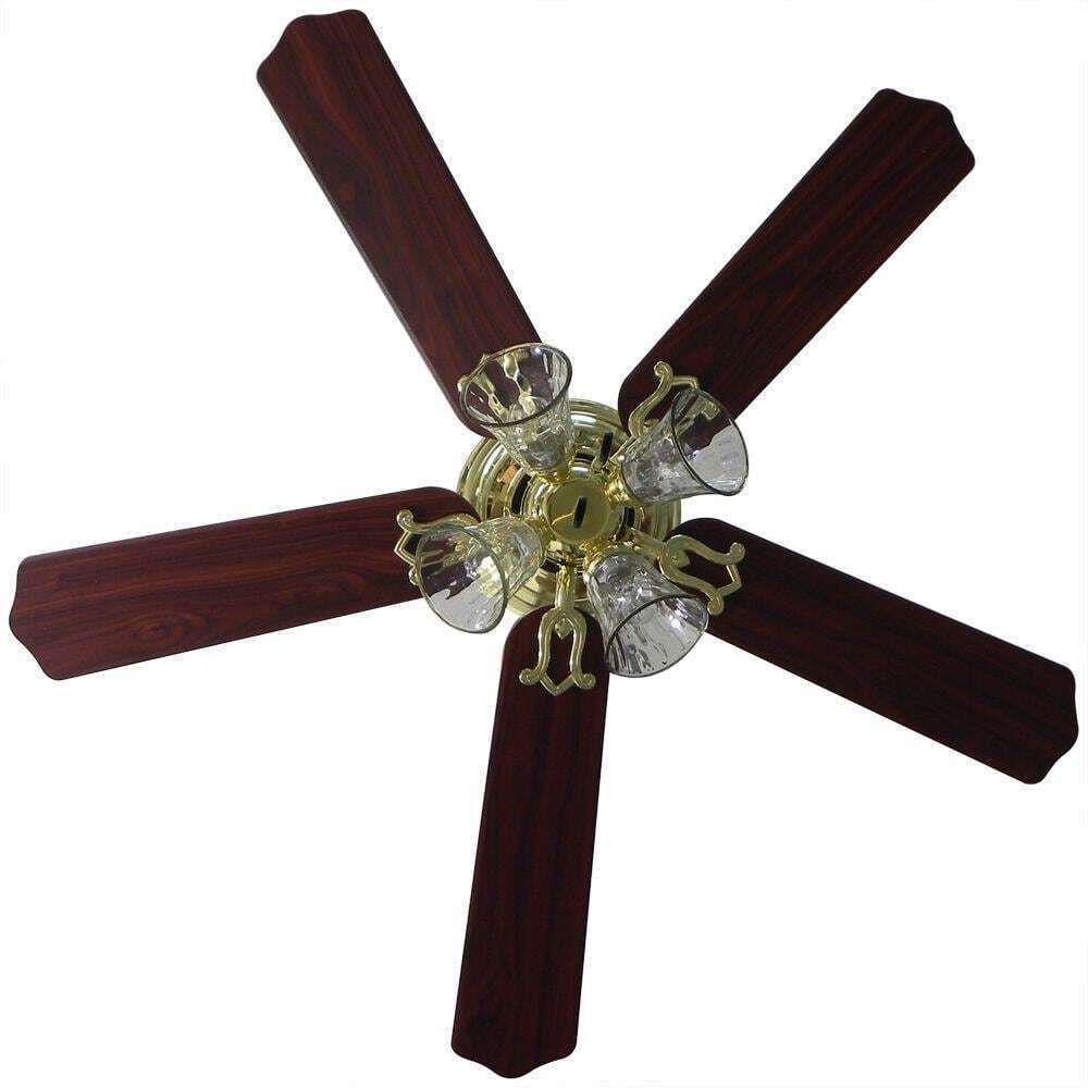 Hampton Bay Carriage House 52 in. LED Indoor Polished Brass Ceiling Fan