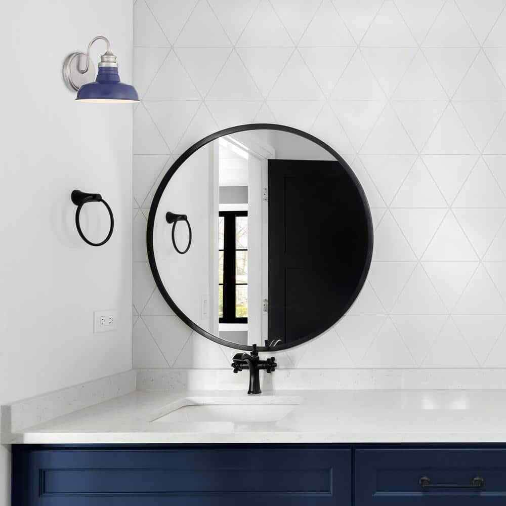 Hampton Bay Elmcroft 7.63 in 1-Light Brushed Nickel Modern Farmhouse Wall Sconce