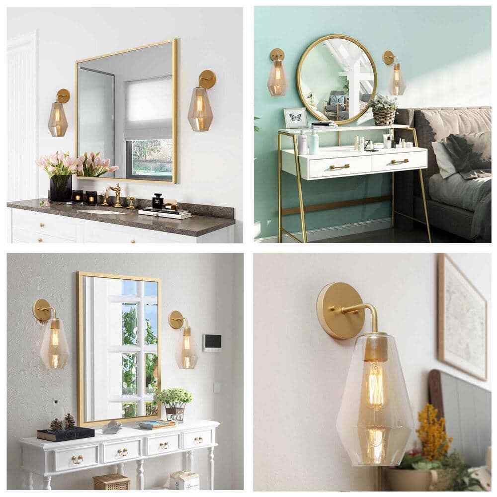 Uolfin Modern Geometric Wall Sconce Mila 1-Light Brass Gold Tube Vanity Light