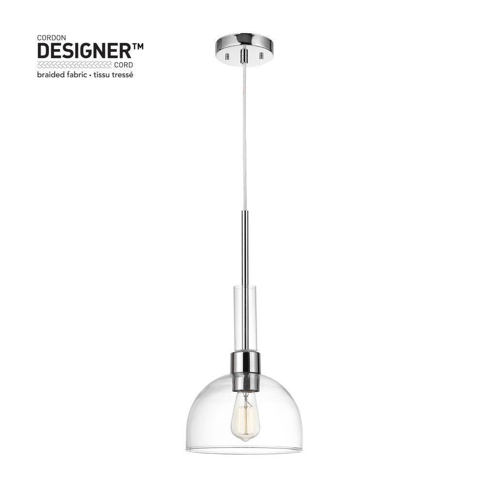 Globe Electric Tai 1-Light Chrome Pendant Light with Clear Glass Shade
