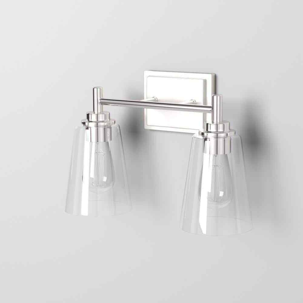 Hampton Bay 15 in. Wakefield Brushed Nickel Bathroom Vanity Light w/ Clear Glass