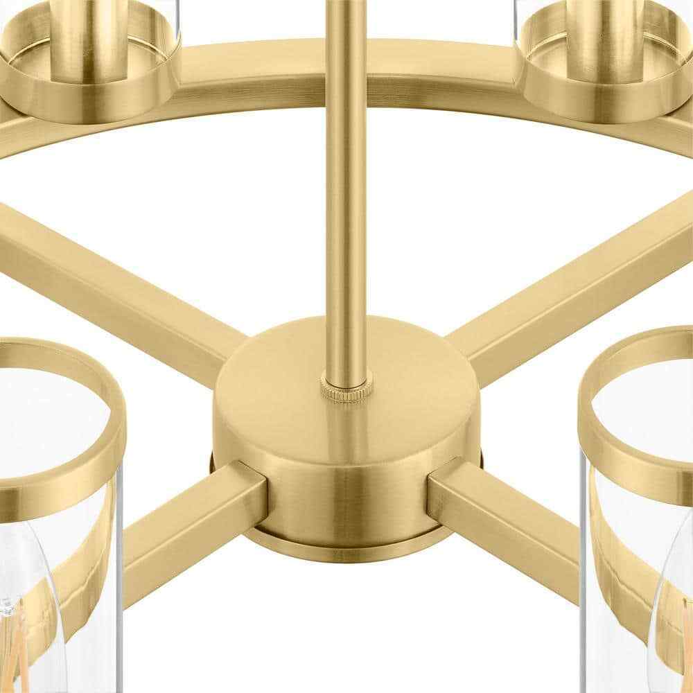 Hampton Bay Loveland 8-Light Brass Wagon Wheel Chandelier Light Fixture