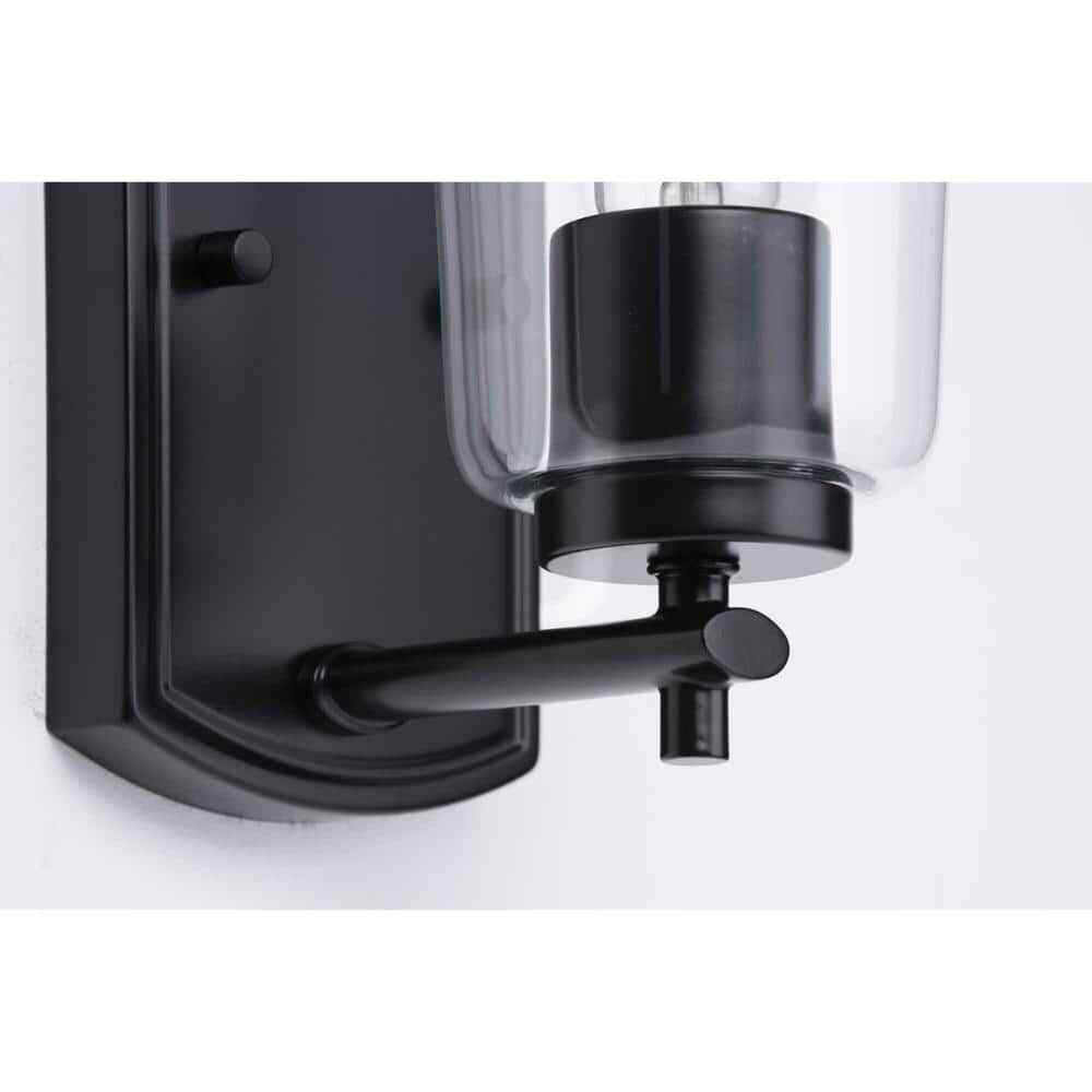 Progress Lighting Adley Collection Matte Black Clear Glass Bath Vanity Light
