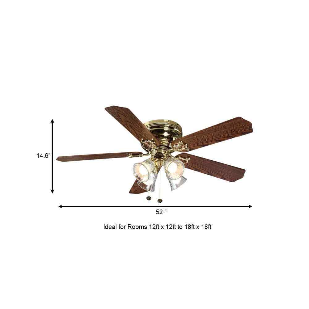 Hampton Bay Carriage House 52 in. LED Indoor Polished Brass Ceiling Fan